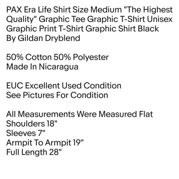 PAX Era Life Shirt Size Medium "The Highest Quality" Graphic Tee Graphic T-Shirt - Picture 2 of 6
